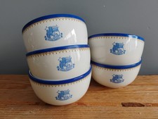 Set 5 Rare Ironstone Dunn Bennett & Co Burslem Small Bowls Semper Paratus Crest