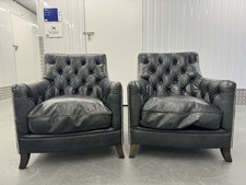Pair of Tetrad Chesterfield ‘Debusy’ Leather Lounge Club Armchairs / Chairs