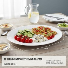 Opal Glass 2Pcs Serving Platter Set Oval Serving Dishes Set Party Platters