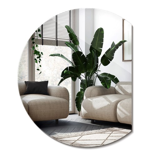 Half moon mirror shape round - half,