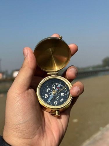 Brass pocket compass wwii - brass,