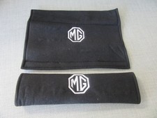 Pair of MG MGF MGTF Black Embroidered soft seat belt shoulder covers 