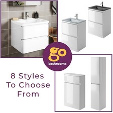 600mm White Vanity Unit Bathroom Sink Wall Hung Floor Standing With Basin