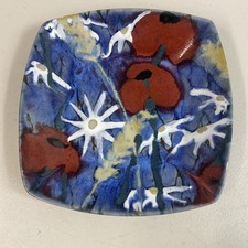 Dartington Pottery “Hay Meadow”Square Plate dish flowers signed@O 