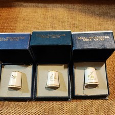 ROYAL WORCESTER CHINA THIMBLES signed by artist 3 VINTAGE IN ORIGINAL BOXES