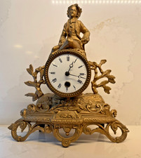 Antique Mantle Clock Gilt 19th