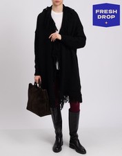 RRP€180 HOSIO Longline Cardigan Size M Alpaca & Wool Blend Fringe Open Front