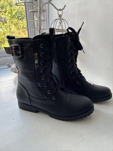Black faux leather lace - faux, lace-up