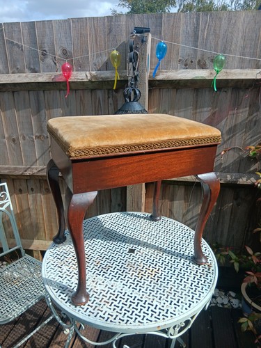 Vintage piano stool with under - with,