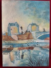 VINCENT VAN GOGH oil painting on  canvas, vtg stamped signed