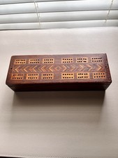 ANTIQUE HANDMADE WALNUT CRIBBAGE BOARD/BOX INLAID CRUDE DOVETAILS