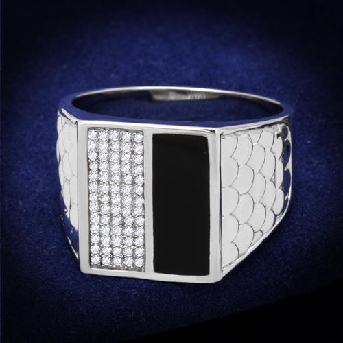Mens silver ring signet onyx