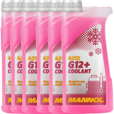 Mannol G12+ Red/Pink Coolant Antifreeze Fluid Ready Mixed Protection 1L x6