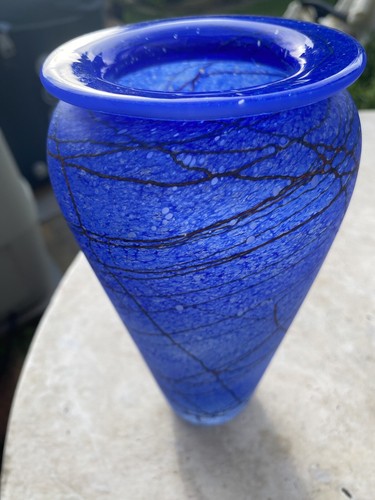 Blue lead crystal glass - glass, vase
