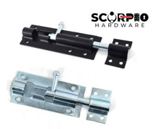 Heavy Duty Straight Tower Bolt Garden Shed Gate Barrel Bolt Black Bzp 3" - 12"