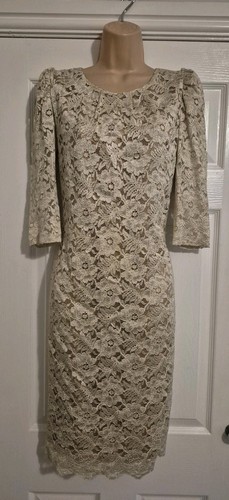 Gold lace lined occasion dress - lined,