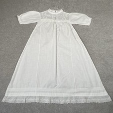 Vintage Babies White Cotton Christening Gown Dress Handmade Broderie Anglaise