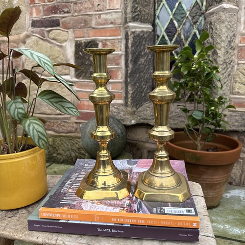 Pair brass candlestick - pair,
