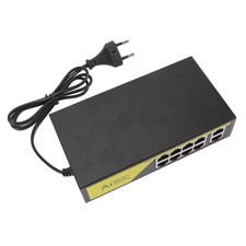 10 Port Gigabit PoE Switch Plug And Play Sturdy Metal 8 Port PoE Switch With 2