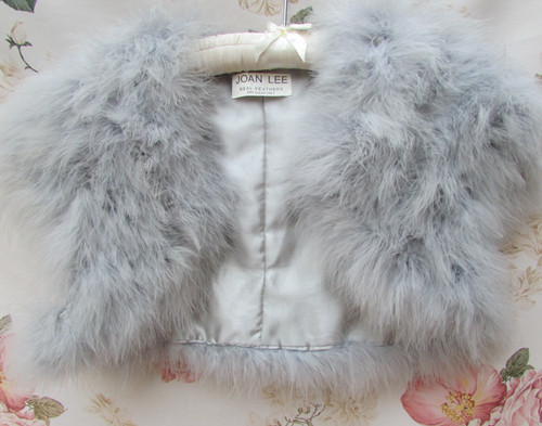 Grey feather bridal bolero - *grey,