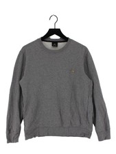 Paul Smith Men's Jumper L Grey 100% Cotton Crew Neck Pullover