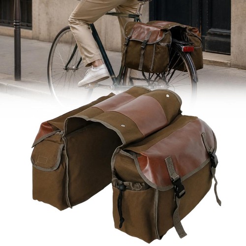 Canvas leather double panniers - canvas,