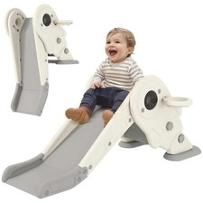 AIYAPLAY 3 in1 Kids Slide with Basketball Hoop Climber Anti-slip Steps Toddlers