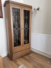 Solid Oak Tall Display Cabinet