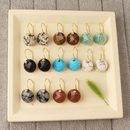 Gemstone hook earring natural - hook, earring,
