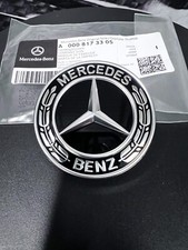 NEW Genuine Mercedes-Benz Black Wreath Flat Bonnet Badge Emblem A0008173305