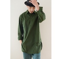 New vintage 1970s Swedish army collared pullover shirt military m59 round hem