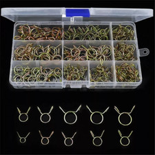 250Pcs Motorcycle Double Wire Spring Clamp Fuel Line Hose Tube Clips Assortment