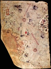 PIRI REIS MAP - 1513 High Quality on Archival Canvas for Framing