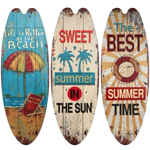 Wooden surfboard wall decor - wooden,