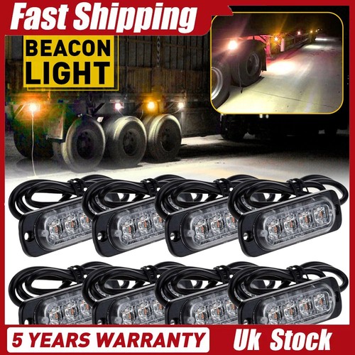 8xled warning strobe amber - 8xled,