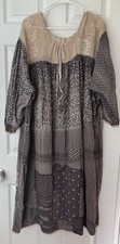 Patched together black prints dress w/ crochet neckline from Magnolia Pearl OOAK