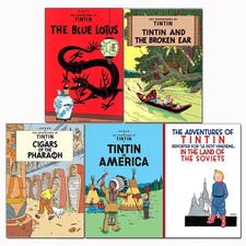 Herge Adventures of Tintin Series 1 : 5 Books Collection Set Broken Ear, Blue