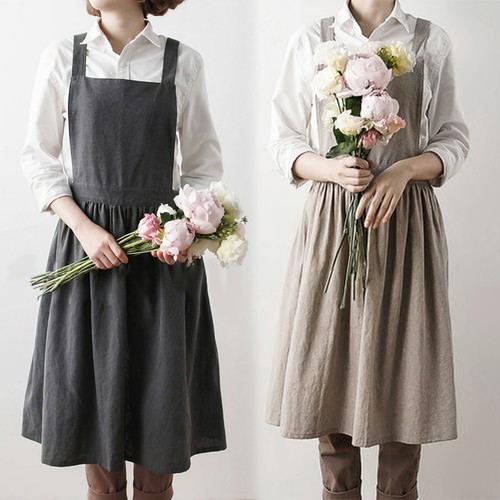 Women cotton linen dress - dress, apron