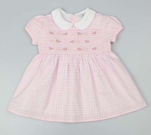 Baby girls dress pink white - girls, pink/white