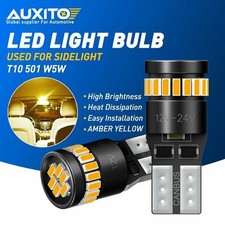 2X T10 Led 501 Yellow Car Side Light Bulb Error Free W5W Number Plate Lamp SMD