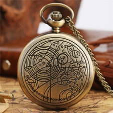 Retro Design Quartz Doctor Who Pocket Watch Long Chain Bronze Steampunk Gifts