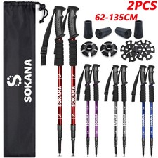 2 Pack Folding Antishock Trekking Walking Tool Poles Hiking Stick Extending NEW