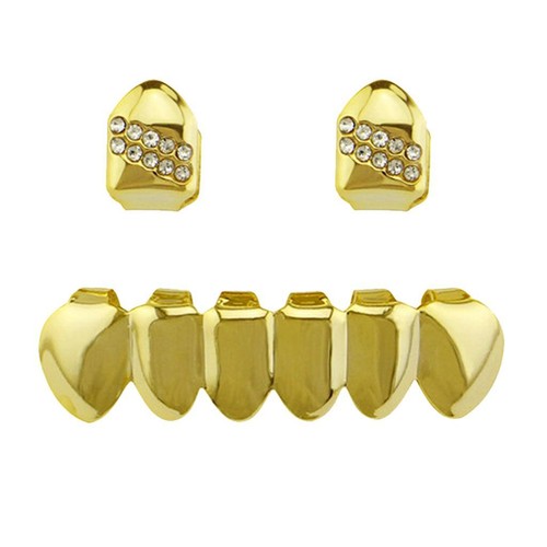 18k gold plated crystal teeth - 18k,