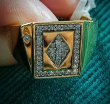 925 Silver And Cz Ace Of Diamonds Ring Signet Gents Cards Bnwt