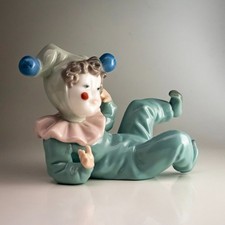 NAO Lladro Reclining Clown Jester Retired 1988 Porcelain Figurine Spain Vintage