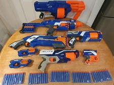 Large Matching Nerf Gun Bundle, 8 guns all tested + free batteries 70 new darts.
