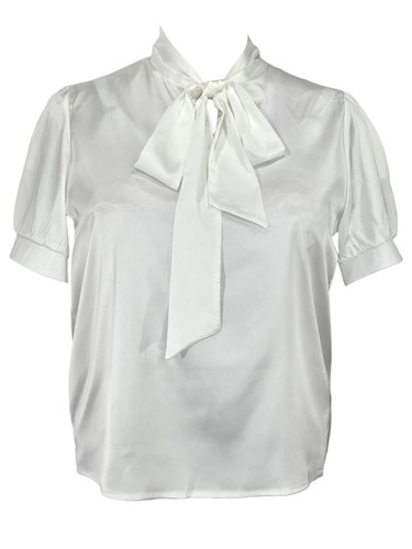 White shiny satin - , short