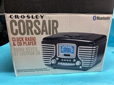 Crosley Corsair Black Bluetooth AM/FM Clock Radio Retro CD Player CR612D