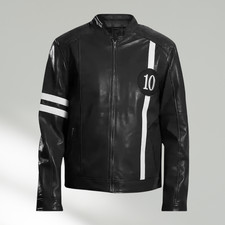 MEN'S BEN 10 ALIEN SWARM STYLISH HALLOWEEN BLACK FAUX LEATHER JACKET - ALL SIZE