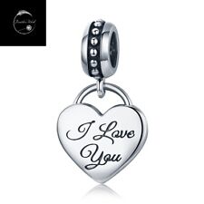 I Love You Heart Charm Genuine 925 Sterling Silver For Bracelets Wife Daughter